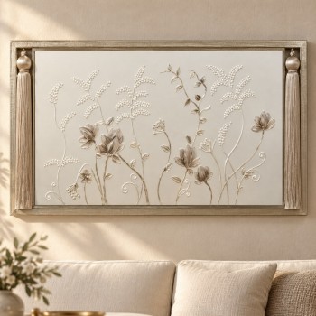 وحة جدارية ديكورية ثلاثية الأبعاد بتصميم زهور وأغصان نباتية.. 200 × 100 سم