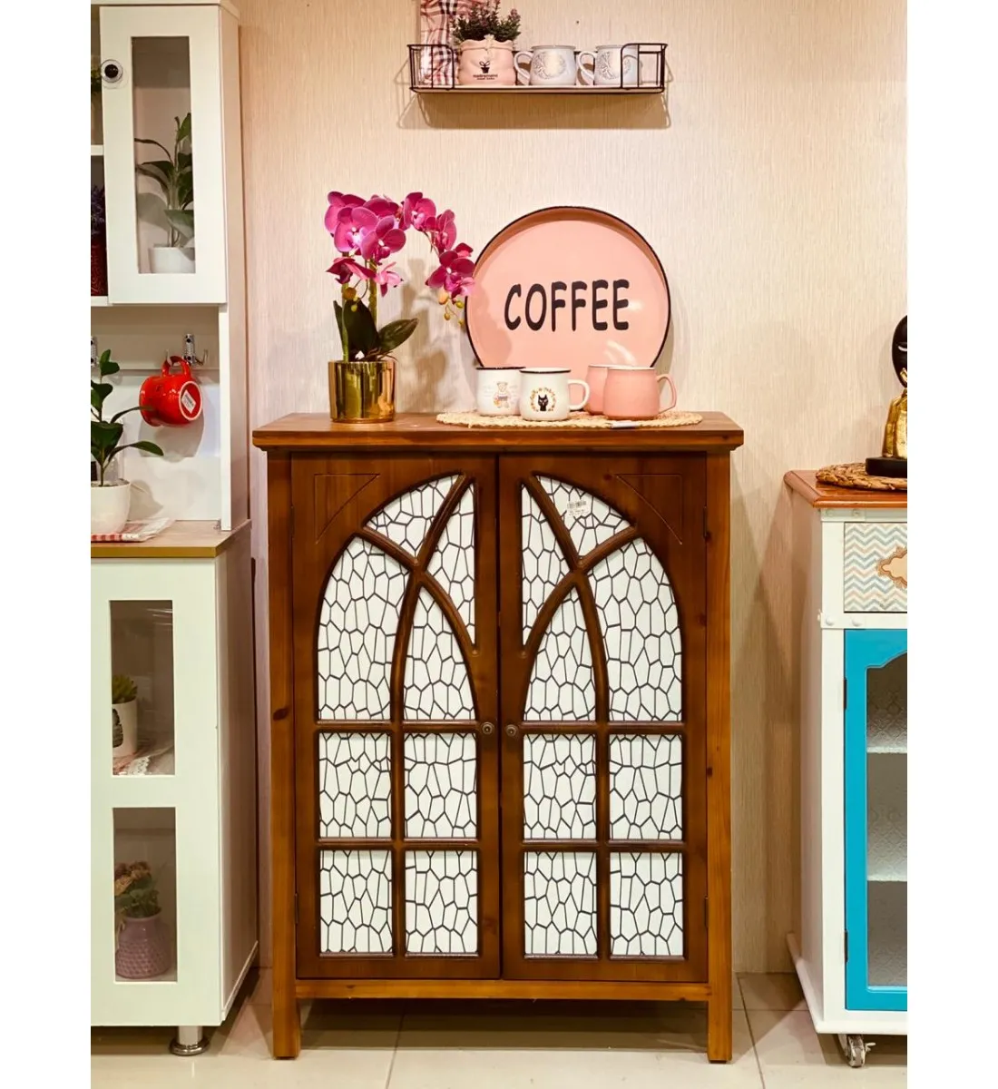 دولاب درج كافي 2 باب حشبي مقاس 80*40*105 سم