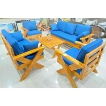 طقم جلسة خارجية كراسي خشب،7 أشخاص +طاولة خدمة