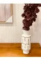 فازة سراميك ابيض مقلم ذهبي 30سم