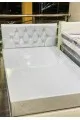 سرير خشبي بوكس ملبس قماش لون رصاصي نفر 190*90*26 سم