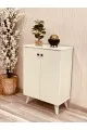 دولاب احذية خشب  2 باب ابيض سادة مقاس 60 * 31 * 80 سم