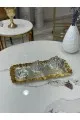طقم تمرية مع طوفرية فضي مذهب43*22  سم 