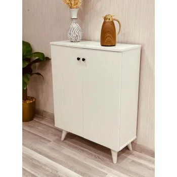 جزامة خشب طبيعي لون ابيض مقلم 2 باب 33*80*105سم