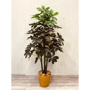 شجر تزيين صناعي بمركن ذهبي شكل حديث 150سم