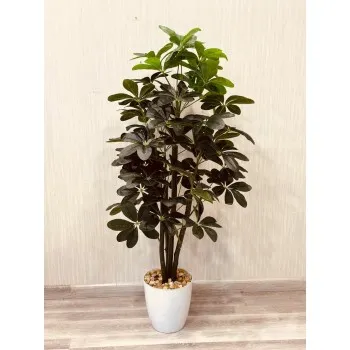 شجر تزيين صناعي بمركن ابيض شكل حديث 150سم