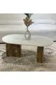 طاولة من الخشب و رخام الترافنتينو 120×60×47سم