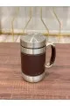 كوب استيل ملبس بجلد حافظ للحرارة 16سم 