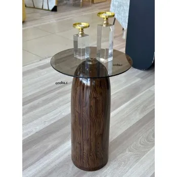 طاولة خدمة خشبي عمود  بيضاوي 35*35*55 سم 