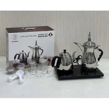 طقم دلة الخليج الكهربائي قهوة وشاي GA-C94845 فضي