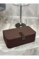 صندوق اكسسوارات خشبي ملبس بجلد مستطيل 25*15*8.سم