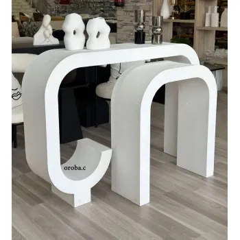 طقم مدخل خشبي ابيض سادة 2 حبة 