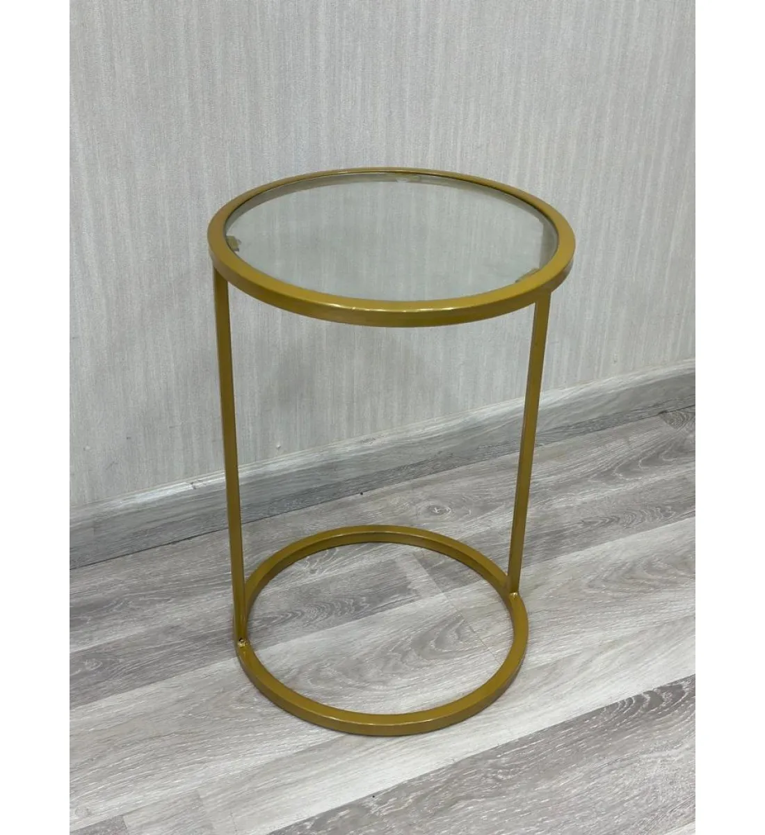 طاولة خدمة حديد سطح زجاج ذهبي 35*35*50 سم 