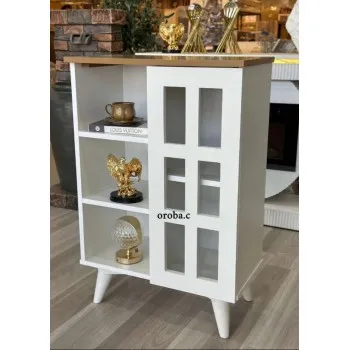 جزامة خشب طبيعي لون ابيض بسطح بيج1 باب 60*33*90 سم