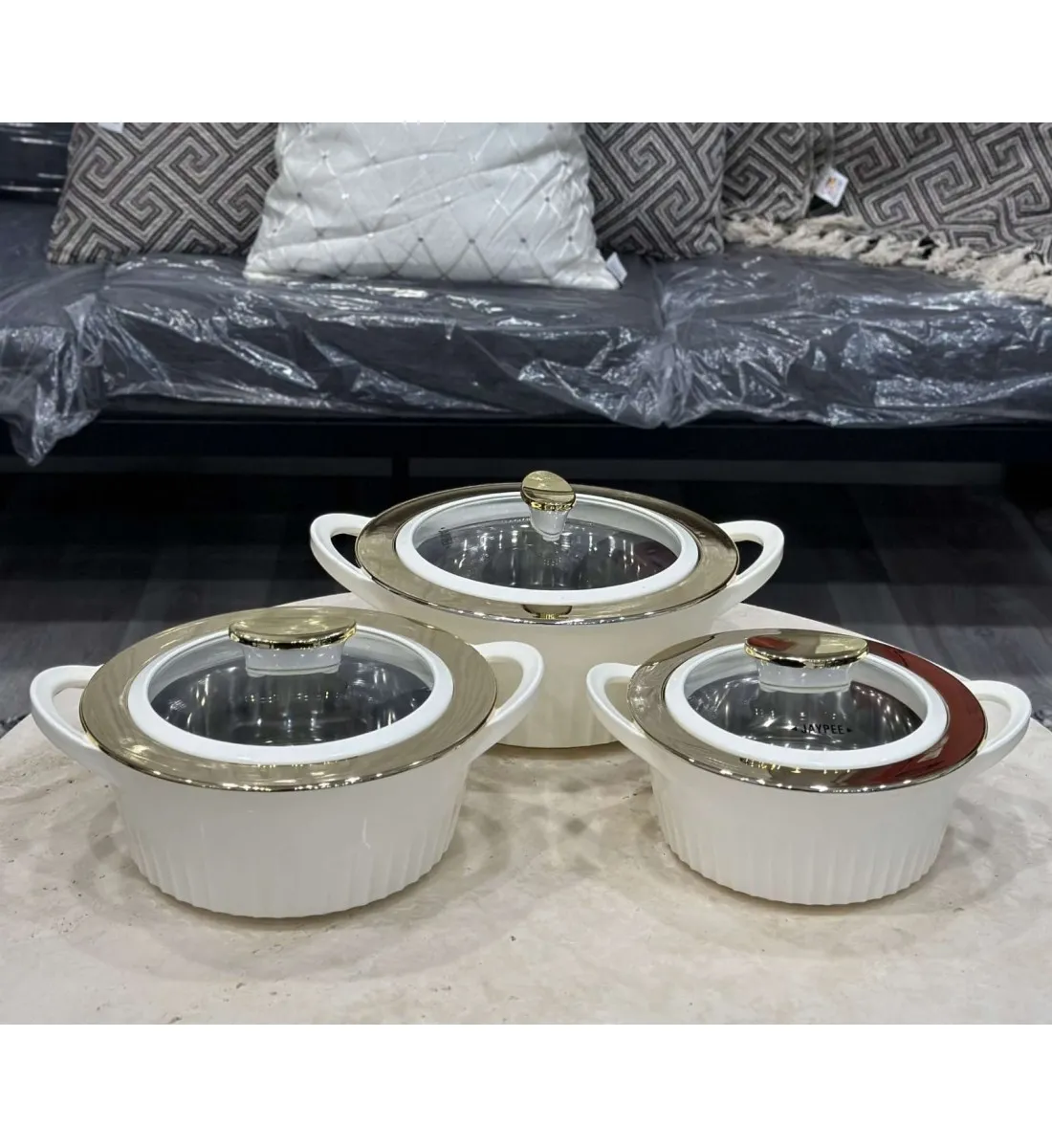  طقم حافظات طعام بلاستيك غطاء زجاج 3 مقاسات 