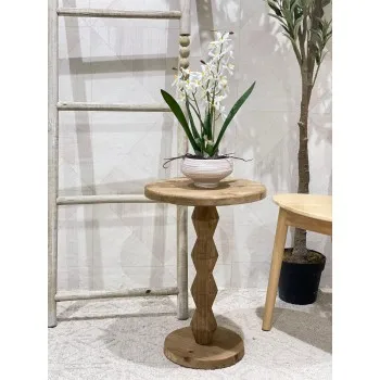 طاولة جانبية من الخشب تصميم هندسي ابداع مقاس51×36×36سم