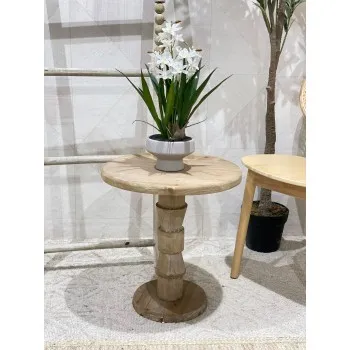 طاولة جانبية من الخشب تصميم هندسي ابداع مقاس47×44×44سم