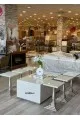 طقم طاولة خدمة خشب بديل الرخام نيو ديزاين 7 قطعة 