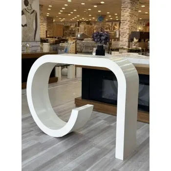  طاولة مدخل خشبي لون ابيض شكل جديد وانيق (130*30*100)سم
