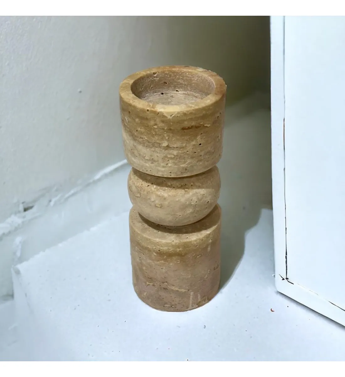 شمعدان رخام ترافنتينوا .20×8×8سم