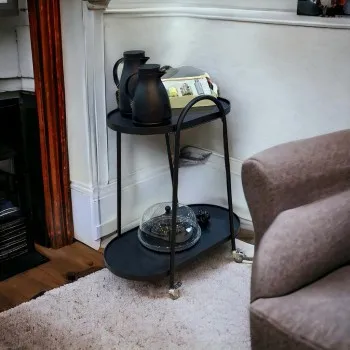 عربية تقديم 2 دورين حديد اسود  90 × 40× 60سم 