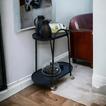 عربية تقديم 2 دورين حديد اسود  90 × 40× 60سم 