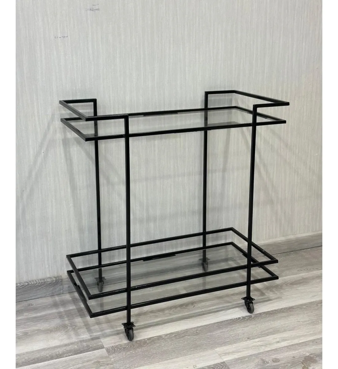 عربية تقديم زجاج باطراف حديد اسود2 دور بكفرات سهلة الحركة 80×43×85 سم 