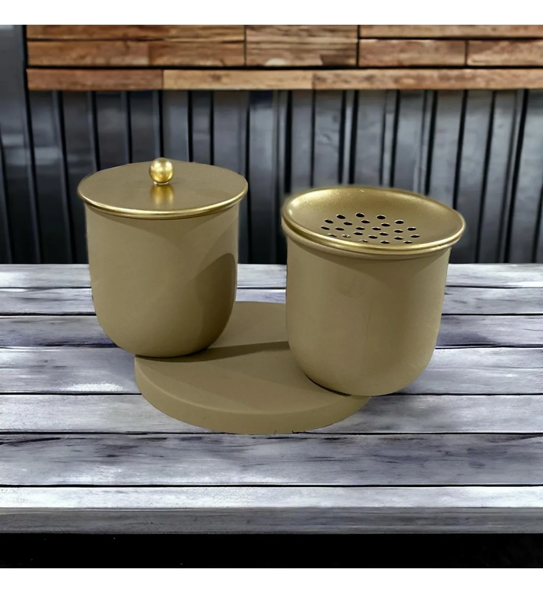 طقم مبخرة بيج غامق بتصميم مميزي22×10×9سم 