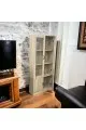 دولاب مكتبي بباب زجاج 3 رفوف ، وباب سفلي ايضا للتخزين وغيرها  لون بيج 70×25×170سم 
