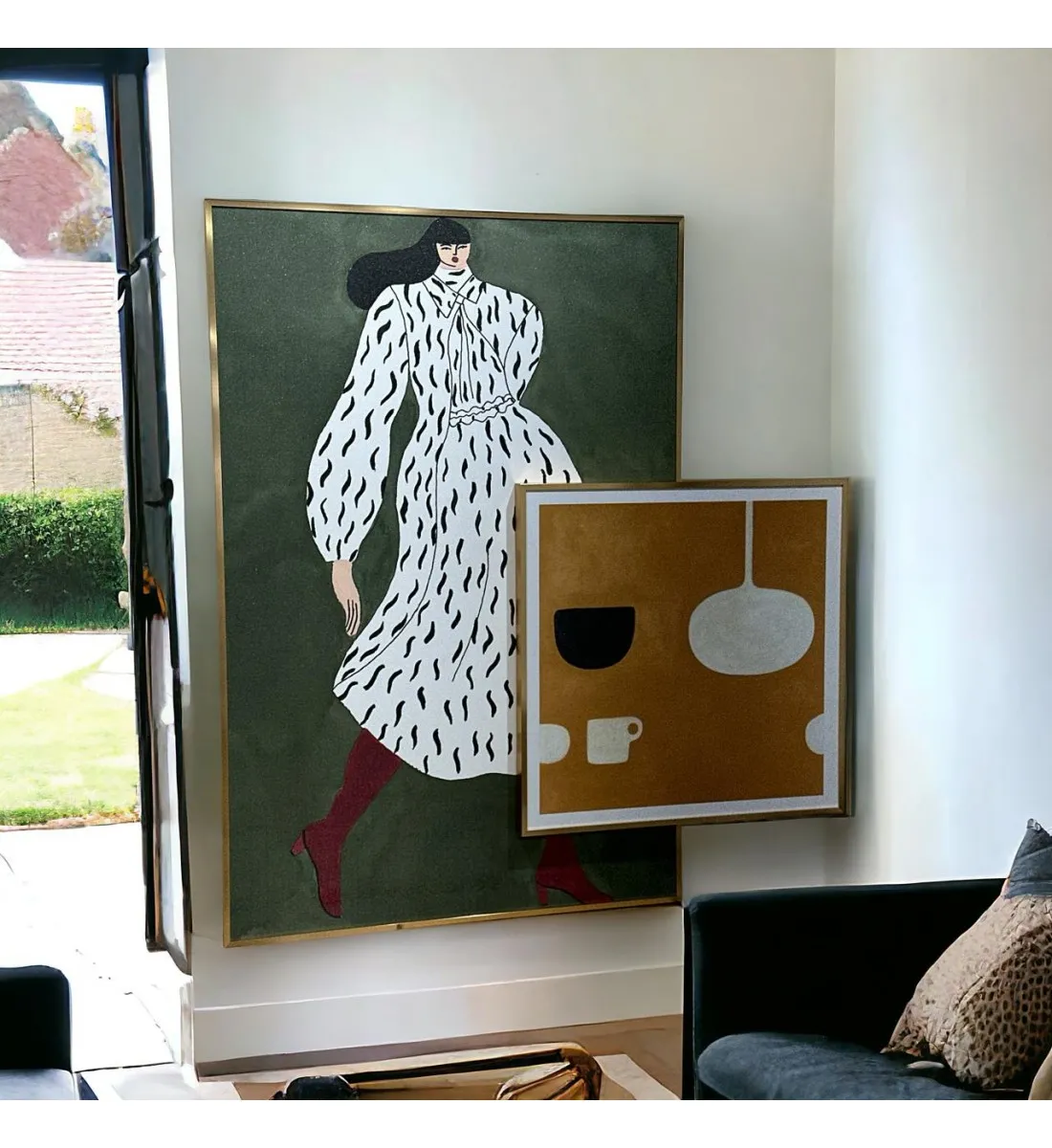   لوحه زينة حائط كانفاس ملمس خشن  باطار ذهبي 120×80سم 