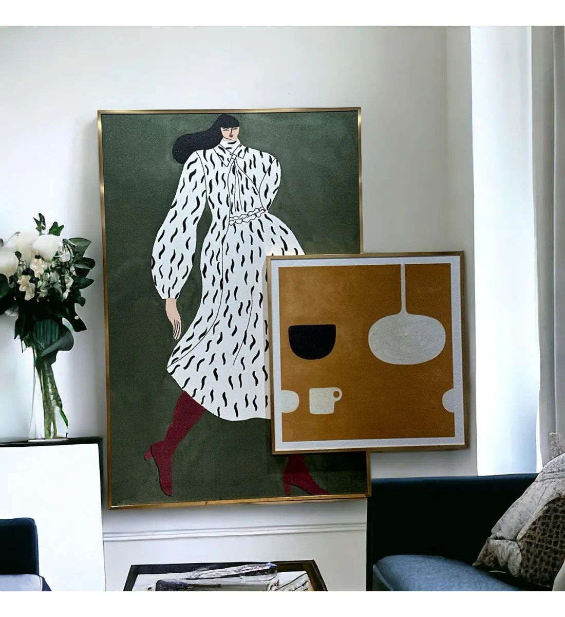   لوحه زينة حائط كانفاس ملمس خشن  باطار ذهبي 120×80سم 