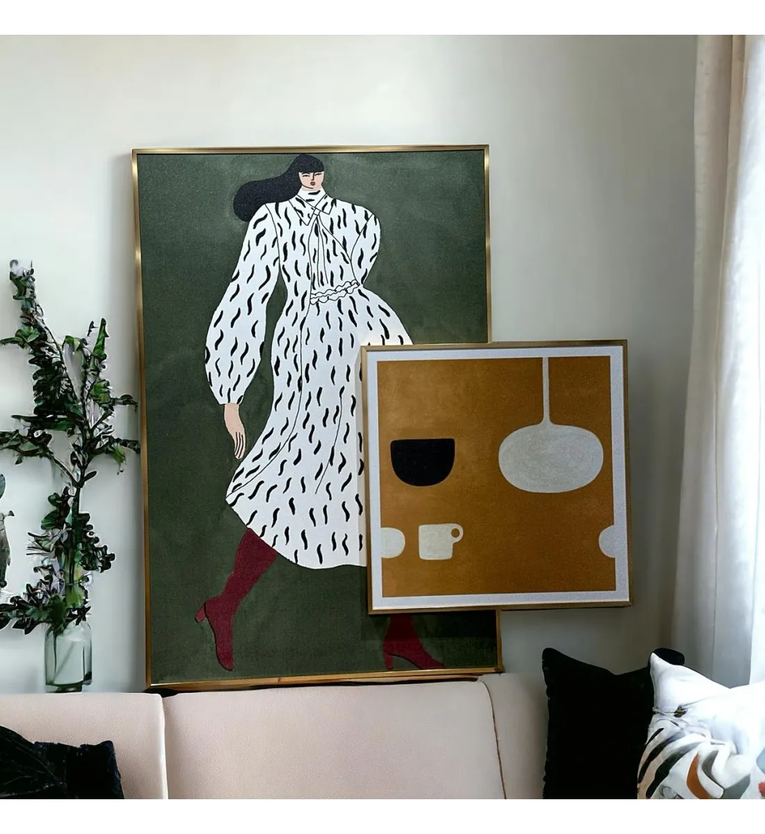   لوحه زينة حائط كانفاس ملمس خشن  باطار ذهبي 120×80سم 