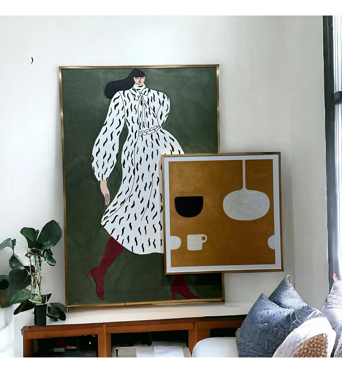   لوحه زينة حائط كانفاس ملمس خشن  باطار ذهبي 120×80سم 