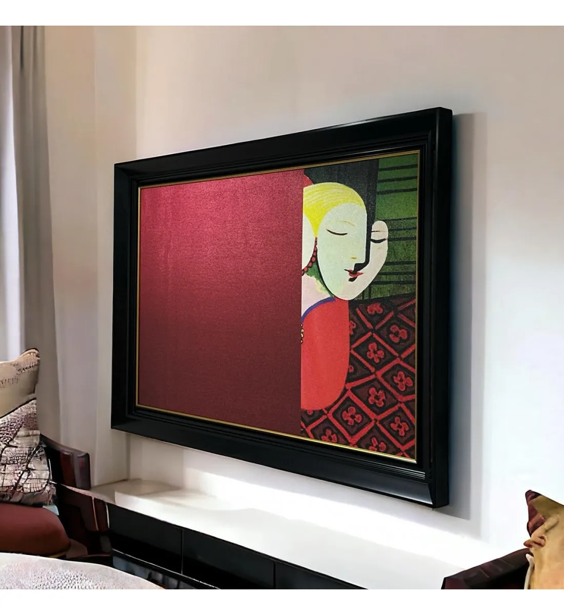   لوحه زينة حائط كانفاس ملمس خشن  باطار اسود 130×90سم 