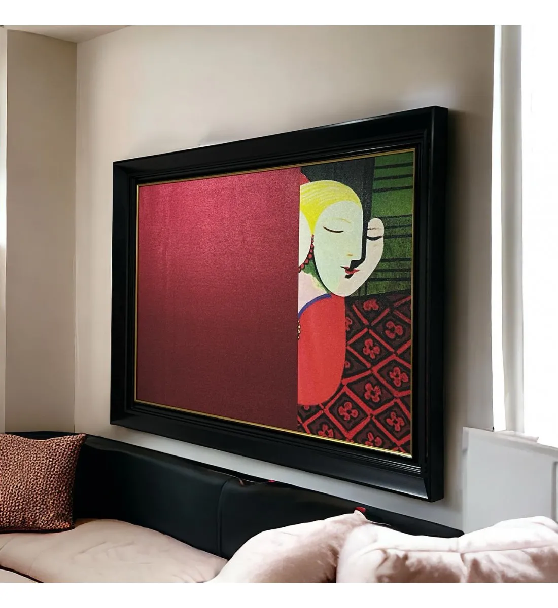   لوحه زينة حائط كانفاس ملمس خشن  باطار اسود 130×90سم 