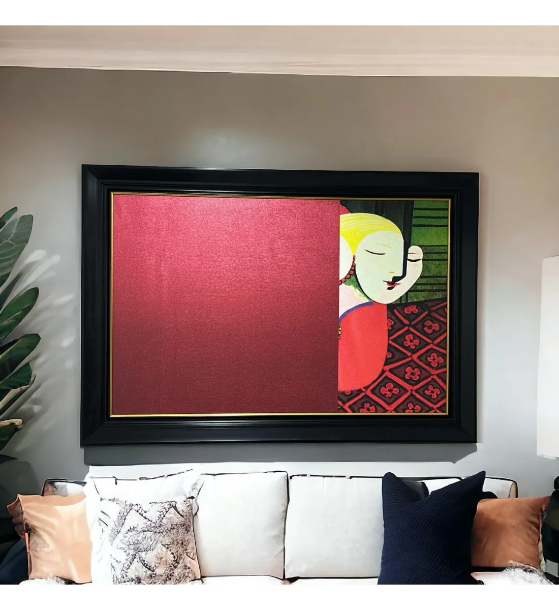   لوحه زينة حائط كانفاس ملمس خشن  باطار اسود 130×90سم 