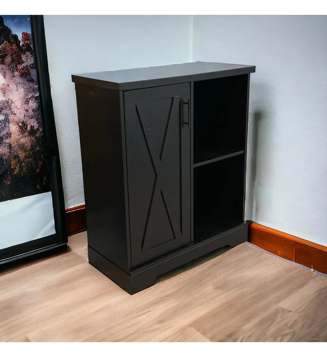 ركن  او دولاب كافي 2 درج 1باب لون اسود86×40×101سم 