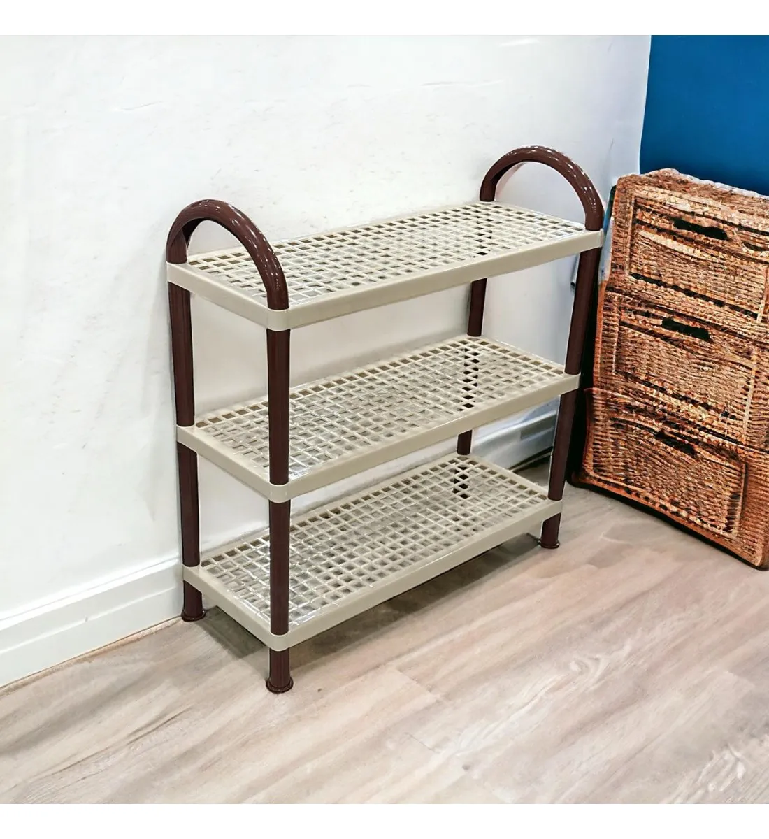 حامل أطباق بلاستيك3طبقات بيج 55×21×60سم 
