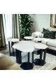 طقم طاولة خدمة بديل الرخام قاعده خشب اسود سطح احجار سنديان ملمس خشن 7 قطعة 