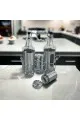 طقم زجاجات زيت وخل وممالح مع حامل-4 قطع