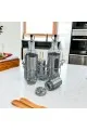 طقم زجاجات زيت وخل وممالح مع حامل-4 قطع