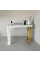 طاولة مدخل كلاسيكي بديل الخشب ابيض جنب ذهبي 88×30×74سم 