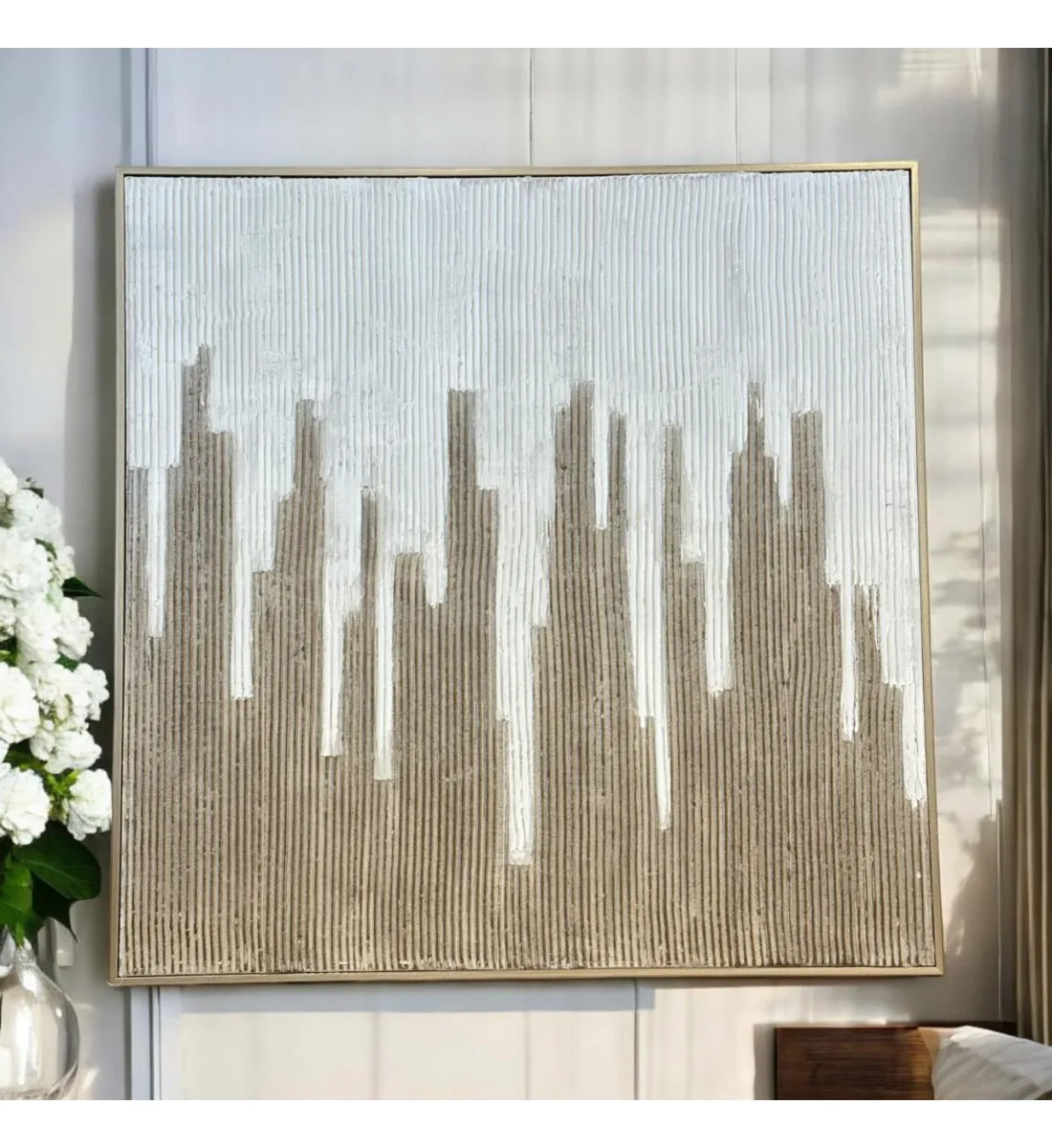 لوحة اطار شامبيون جبسية تصميم انيق 120×120سم 