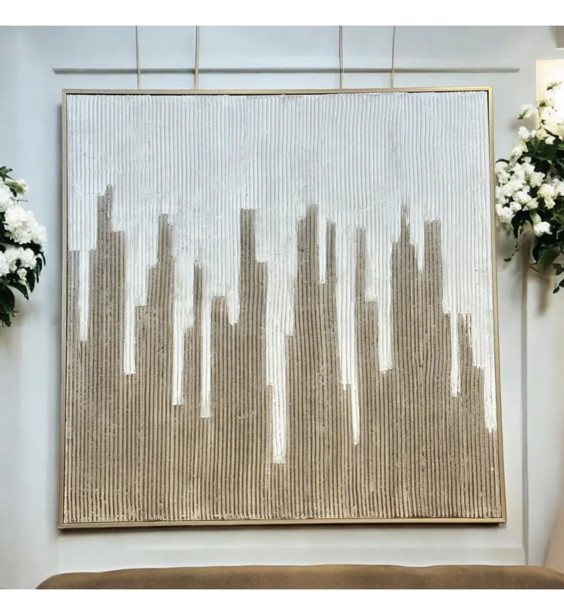 لوحة اطار شامبيون جبسية تصميم انيق 120×120سم 