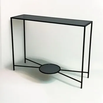  طاولة مدخل حديد  سطح زجاج تسود 120×40×9سم 