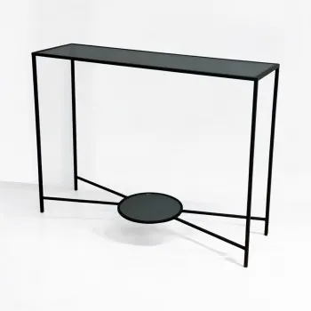 طاولة مدخل حديد سطح زجاج تسود 120×40×9سم طاولة مدخل حديد سطح زجاج تسود 120×40×9سم