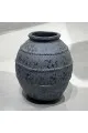 مزهرية سيراميك بتصميم كلاسيكي اسود رصاصي 27×12×12سم 