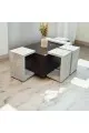 طقم طاولات قهوه وتقديم بديل الرخام + خشب  بني 7قطع 