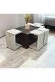 طقم طاولات قهوه وتقديم بديل الرخام + خشب  بني 5قطع 