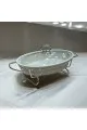 سخان بوفية صحن تقديم سيراميك لتسخين الطعام مزود بغطاء بتصميم فريد 12سم 